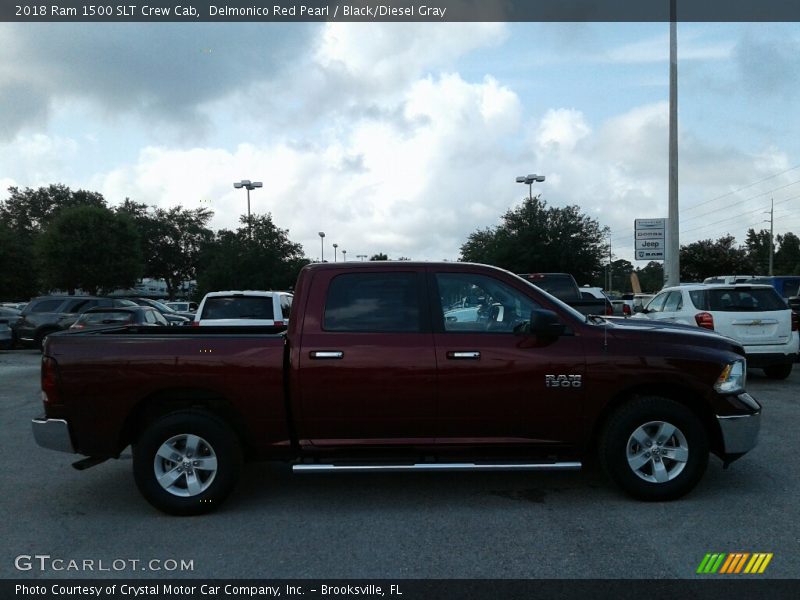 Delmonico Red Pearl / Black/Diesel Gray 2018 Ram 1500 SLT Crew Cab