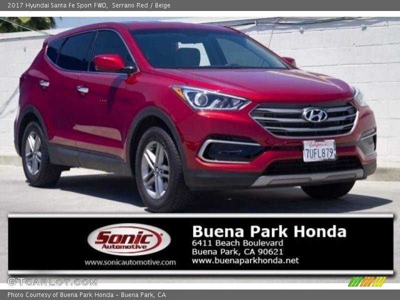 Serrano Red / Beige 2017 Hyundai Santa Fe Sport FWD
