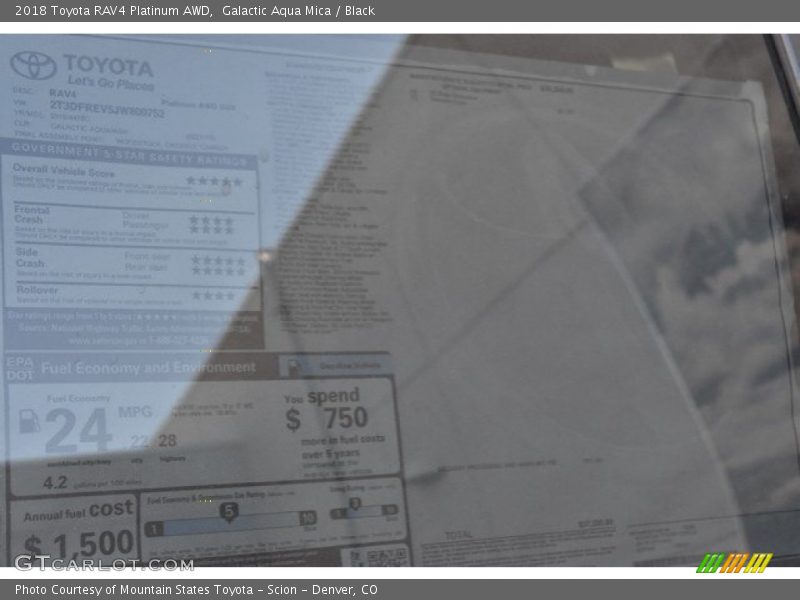 Galactic Aqua Mica / Black 2018 Toyota RAV4 Platinum AWD