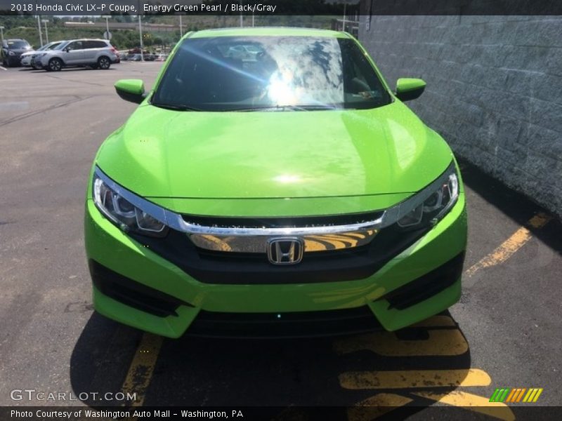 Energy Green Pearl / Black/Gray 2018 Honda Civic LX-P Coupe