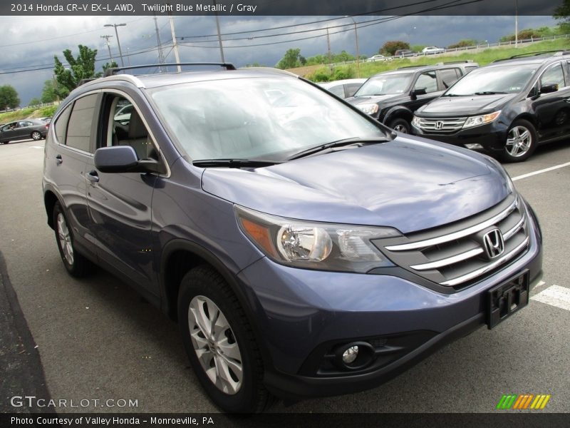 Twilight Blue Metallic / Gray 2014 Honda CR-V EX-L AWD