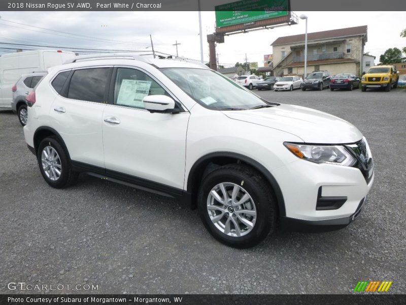 Pearl White / Charcoal 2018 Nissan Rogue SV AWD