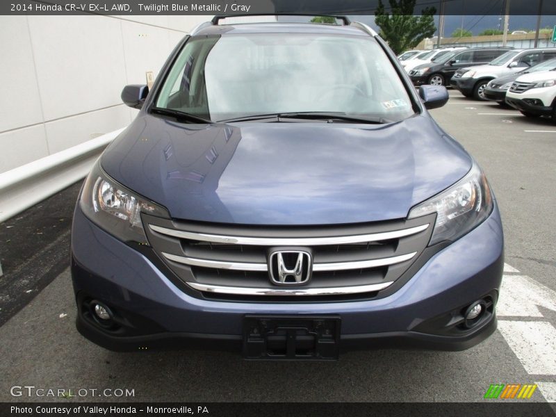Twilight Blue Metallic / Gray 2014 Honda CR-V EX-L AWD