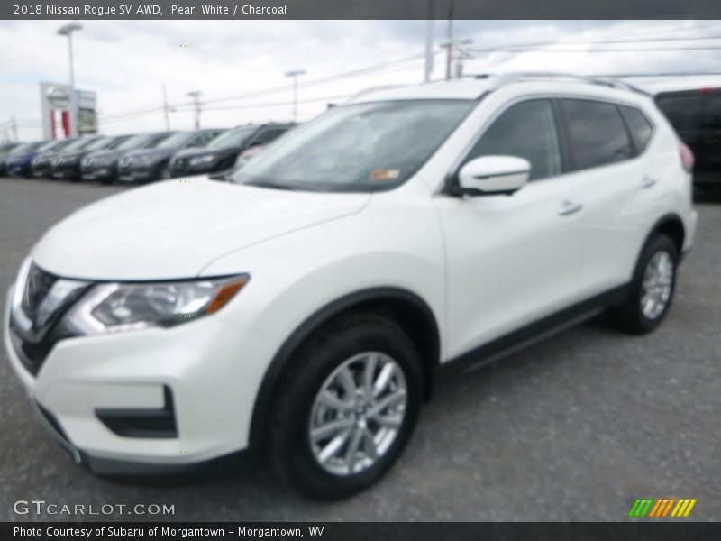 Pearl White / Charcoal 2018 Nissan Rogue SV AWD