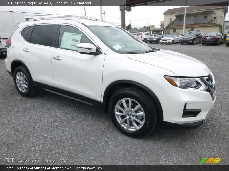 Pearl White / Charcoal 2018 Nissan Rogue SV AWD