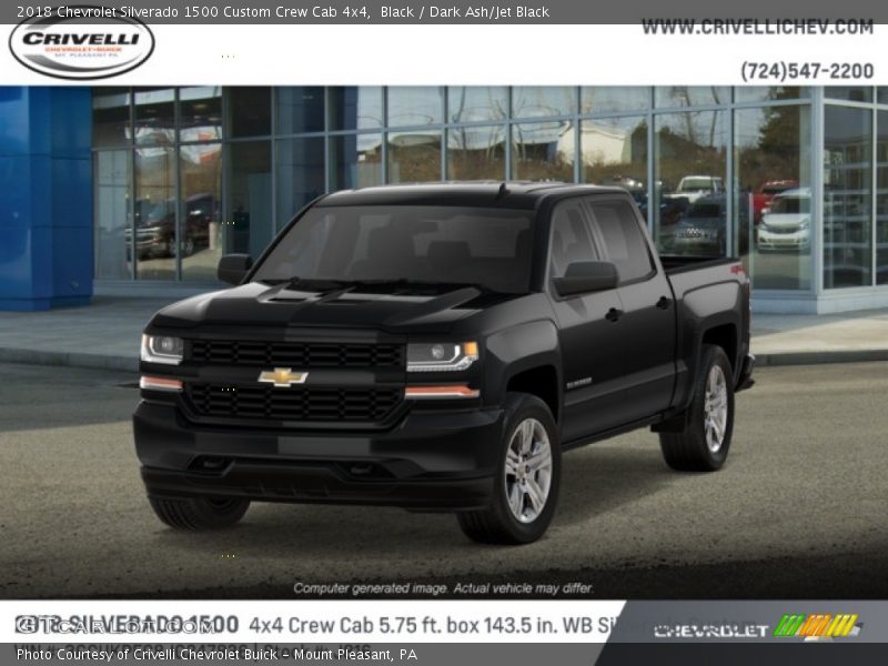 Black / Dark Ash/Jet Black 2018 Chevrolet Silverado 1500 Custom Crew Cab 4x4