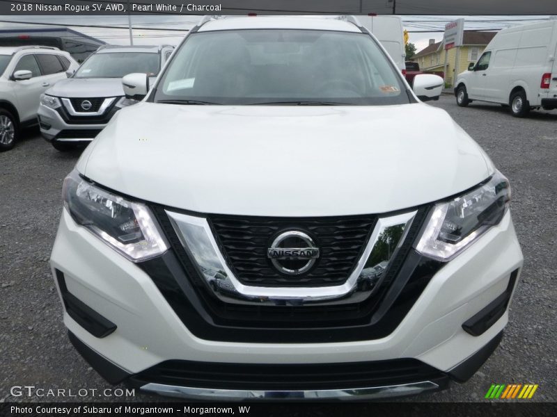 Pearl White / Charcoal 2018 Nissan Rogue SV AWD