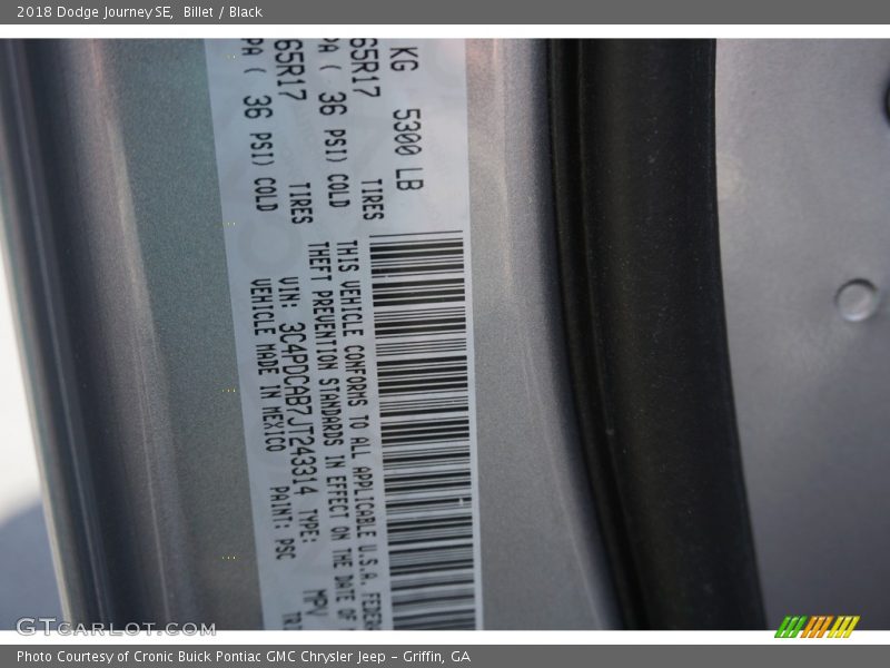 Billet / Black 2018 Dodge Journey SE