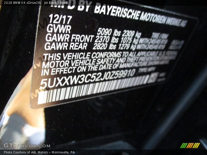 Jet Black / Black 2018 BMW X4 xDrive28i