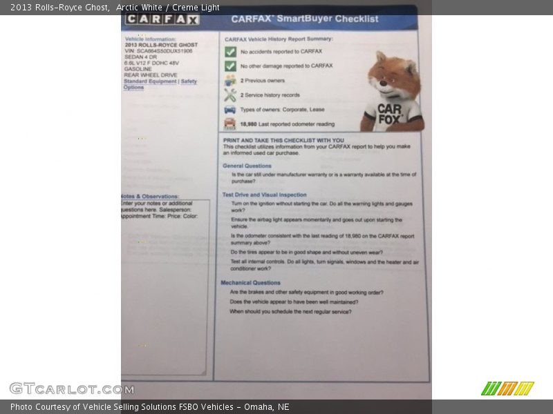 Arctic White / Creme Light 2013 Rolls-Royce Ghost