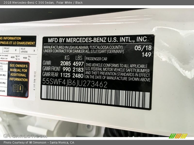 Polar White / Black 2018 Mercedes-Benz C 300 Sedan