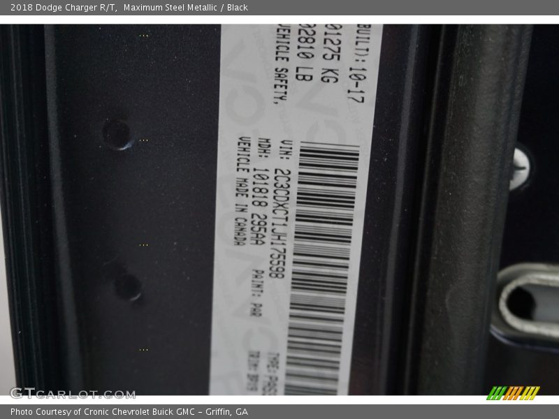 2018 Charger R/T Maximum Steel Metallic Color Code PAR