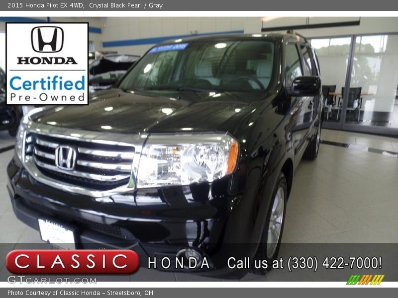 Crystal Black Pearl / Gray 2015 Honda Pilot EX 4WD