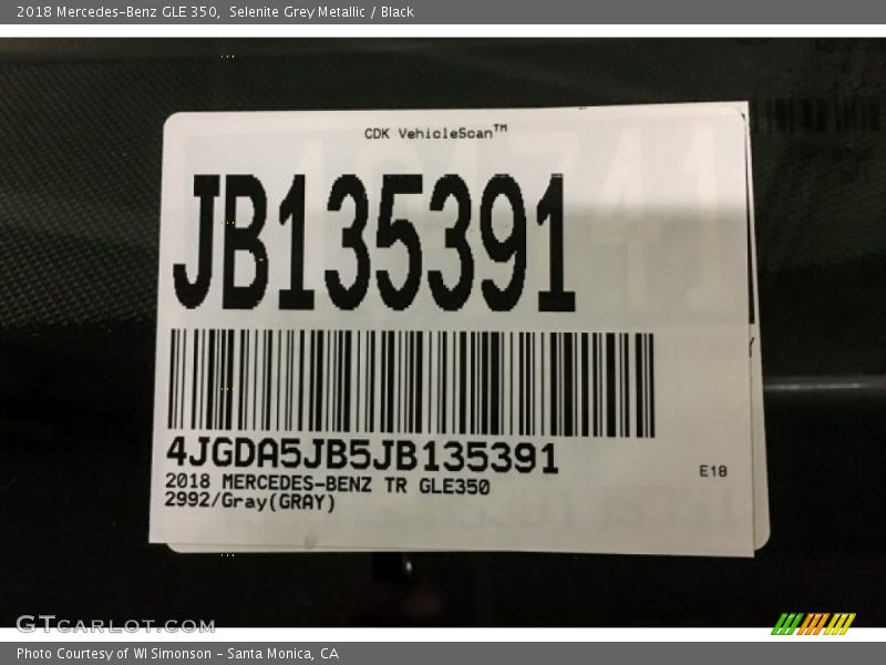 Selenite Grey Metallic / Black 2018 Mercedes-Benz GLE 350