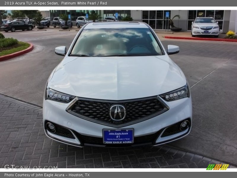 Platinum White Pearl / Red 2019 Acura TLX A-Spec Sedan