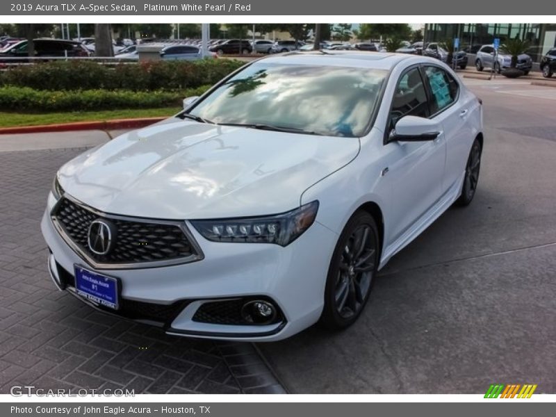 Platinum White Pearl / Red 2019 Acura TLX A-Spec Sedan