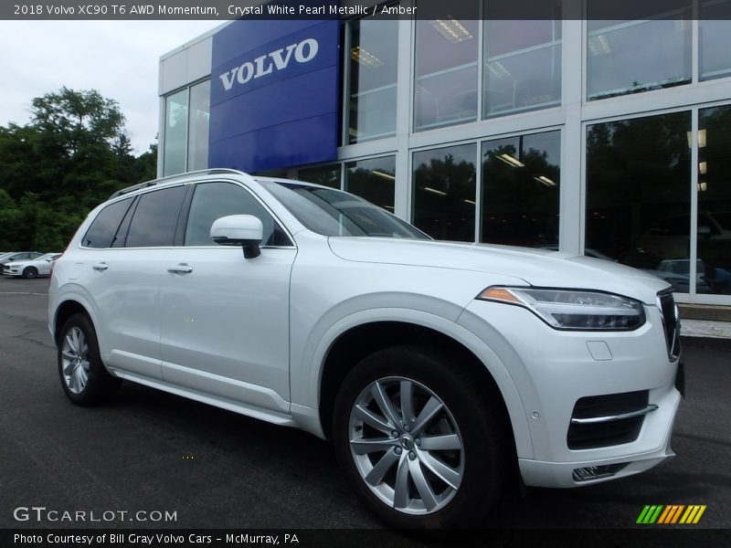 Crystal White Pearl Metallic / Amber 2018 Volvo XC90 T6 AWD Momentum