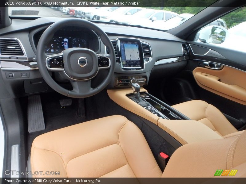 Crystal White Pearl Metallic / Amber 2018 Volvo XC90 T6 AWD Momentum