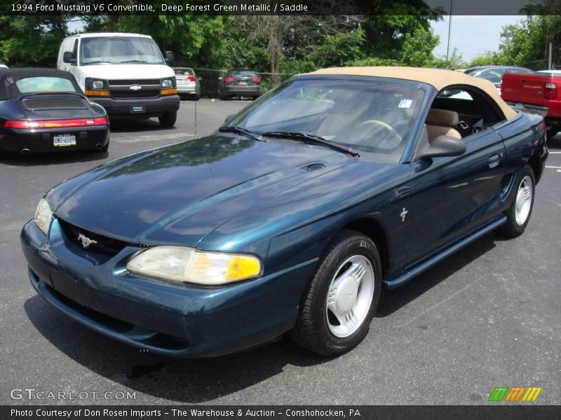 Deep Forest Green Metallic / Saddle 1994 Ford Mustang V6 Convertible
