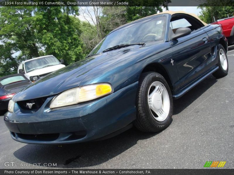 Deep Forest Green Metallic / Saddle 1994 Ford Mustang V6 Convertible