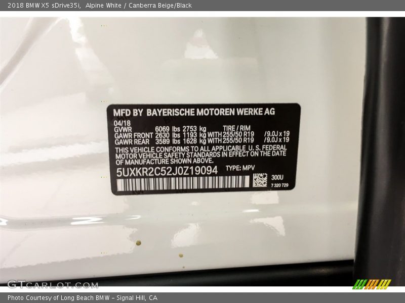 Alpine White / Canberra Beige/Black 2018 BMW X5 sDrive35i