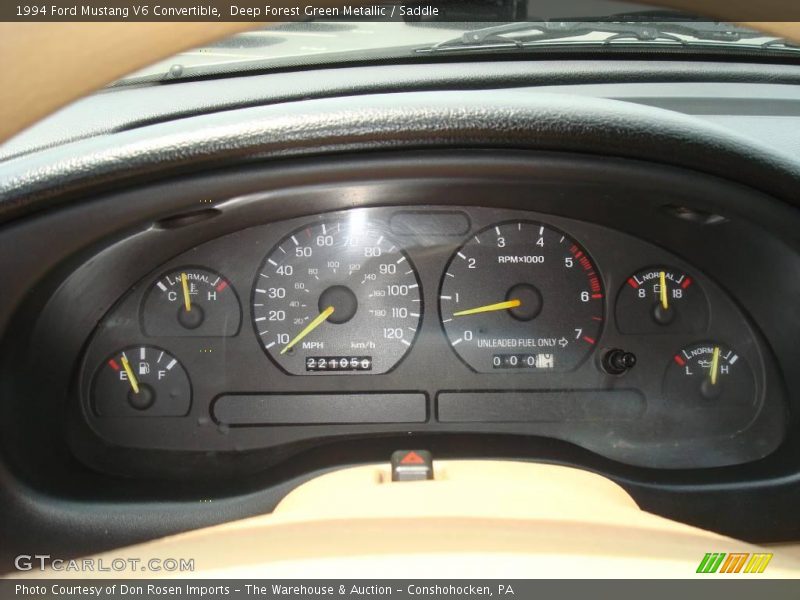 Deep Forest Green Metallic / Saddle 1994 Ford Mustang V6 Convertible
