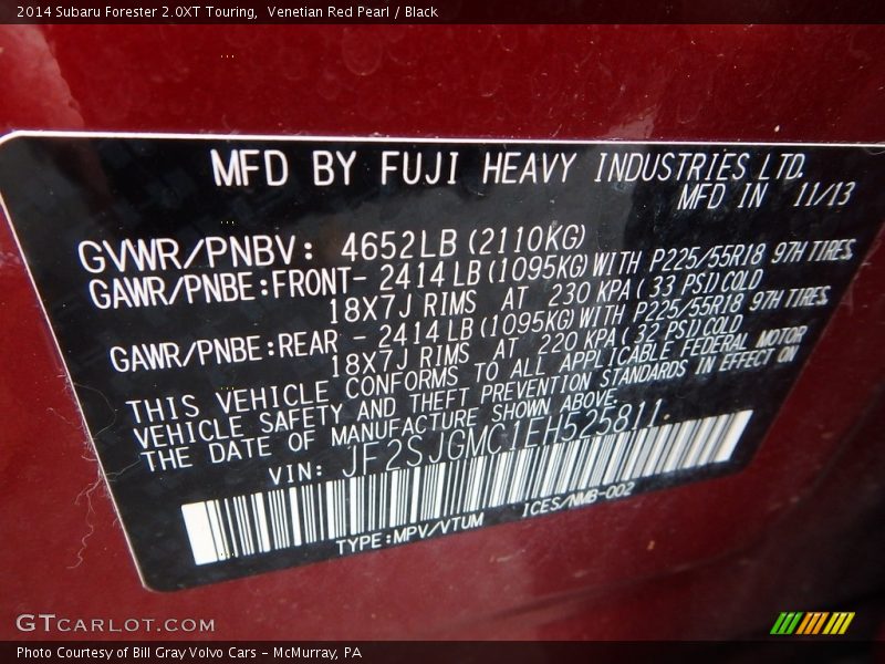 Venetian Red Pearl / Black 2014 Subaru Forester 2.0XT Touring