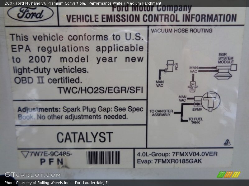 Performance White / Medium Parchment 2007 Ford Mustang V6 Premium Convertible