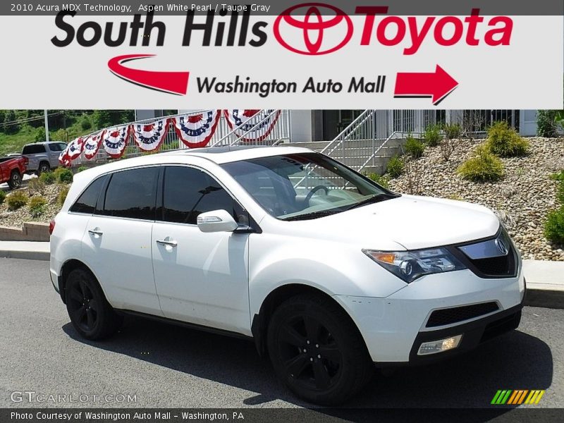 Aspen White Pearl / Taupe Gray 2010 Acura MDX Technology