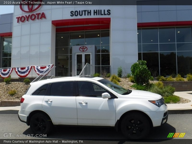 Aspen White Pearl / Taupe Gray 2010 Acura MDX Technology
