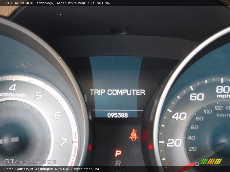 Aspen White Pearl / Taupe Gray 2010 Acura MDX Technology