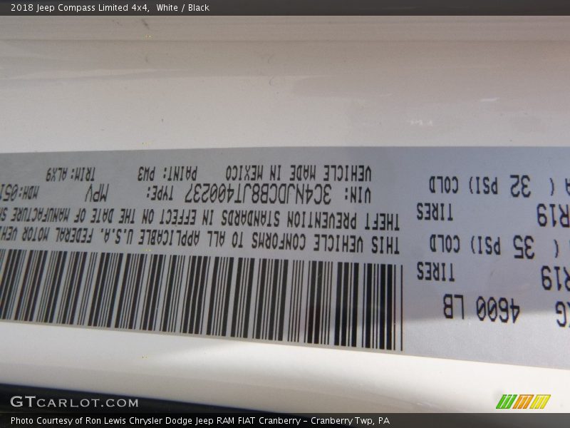 White / Black 2018 Jeep Compass Limited 4x4