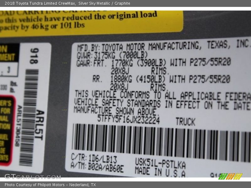 Silver Sky Metallic / Graphite 2018 Toyota Tundra Limited CrewMax