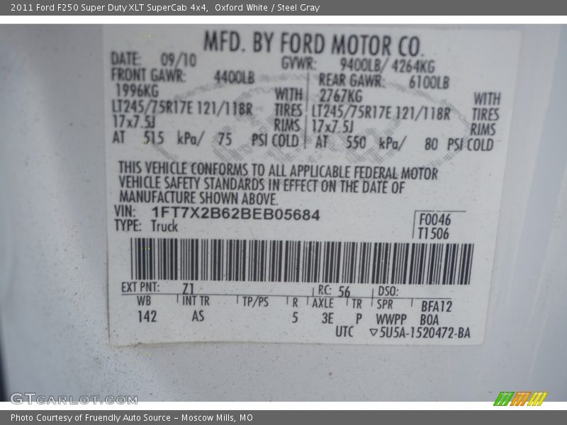 Oxford White / Steel Gray 2011 Ford F250 Super Duty XLT SuperCab 4x4
