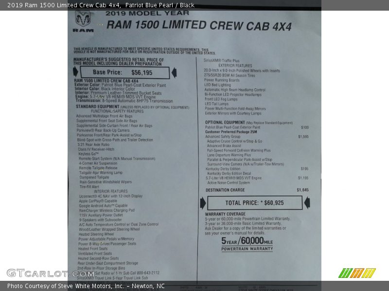 Patriot Blue Pearl / Black 2019 Ram 1500 Limited Crew Cab 4x4