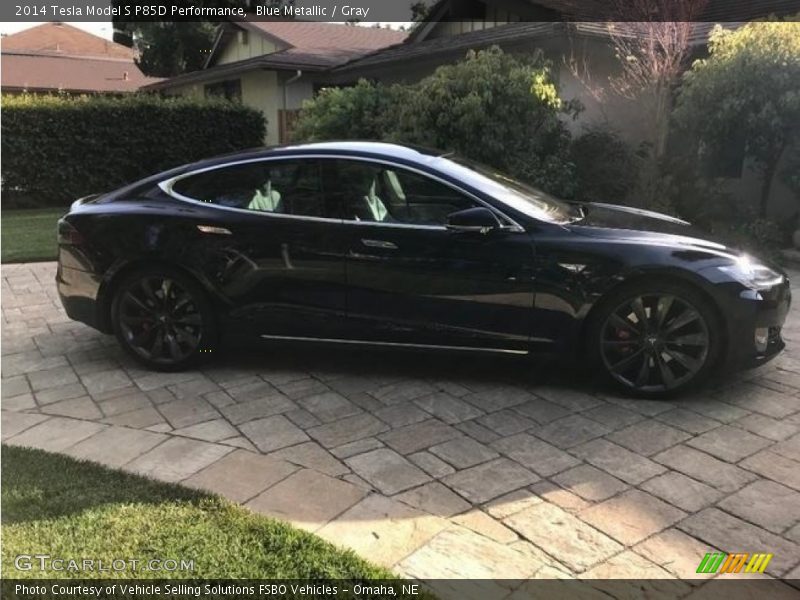 Blue Metallic / Gray 2014 Tesla Model S P85D Performance