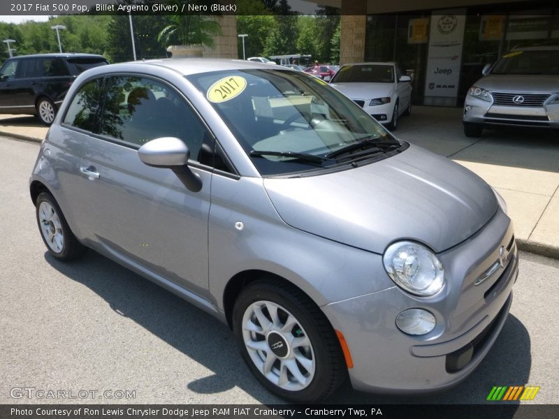 Billet Argento (Silver) / Nero (Black) 2017 Fiat 500 Pop