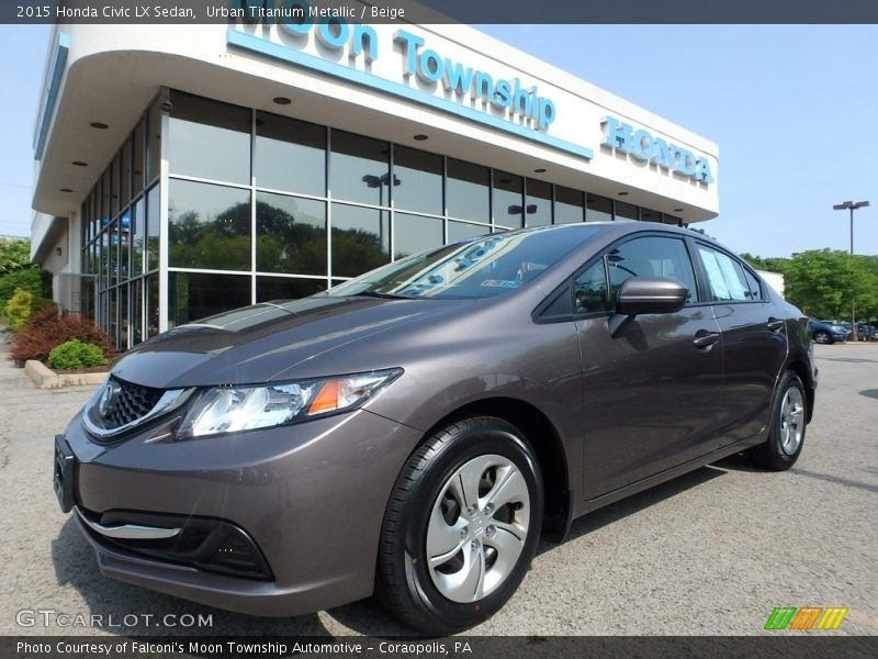 Urban Titanium Metallic / Beige 2015 Honda Civic LX Sedan