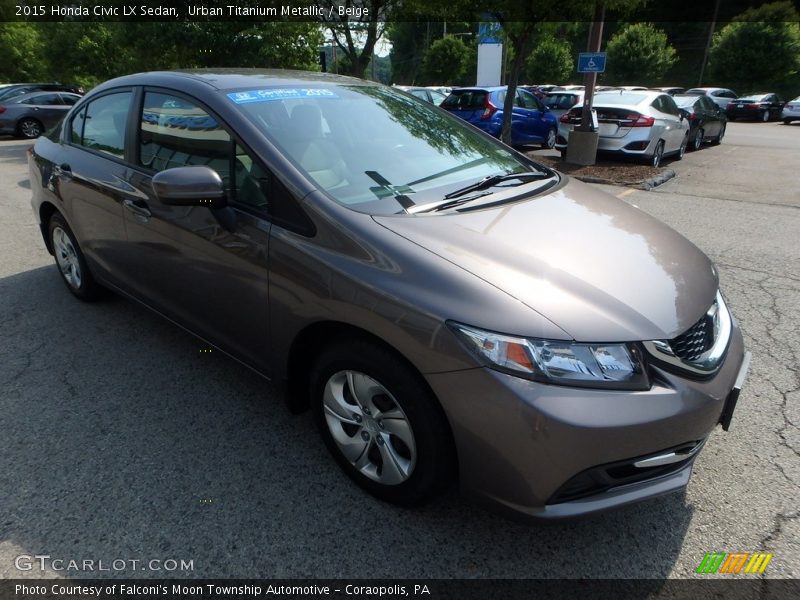 Urban Titanium Metallic / Beige 2015 Honda Civic LX Sedan