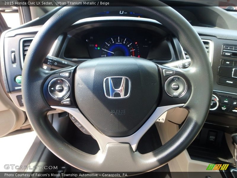 Urban Titanium Metallic / Beige 2015 Honda Civic LX Sedan