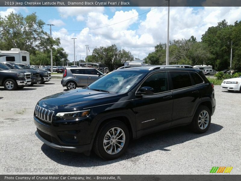 Diamond Black Crystal Pearl / Black 2019 Jeep Cherokee Latitude Plus