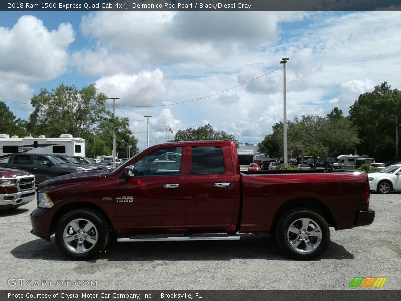Delmonico Red Pearl / Black/Diesel Gray 2018 Ram 1500 Express Quad Cab 4x4