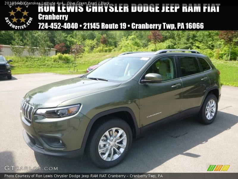 Olive Green Pearl / Black 2019 Jeep Cherokee Latitude 4x4
