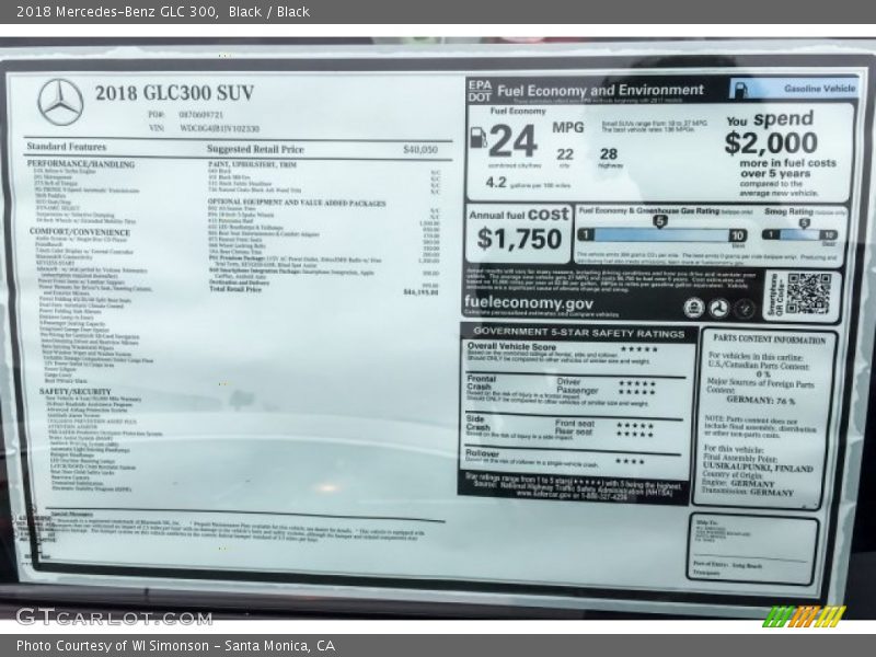 Black / Black 2018 Mercedes-Benz GLC 300