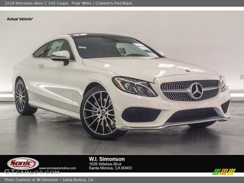 Polar White / Cranberry Red/Black 2018 Mercedes-Benz C 300 Coupe
