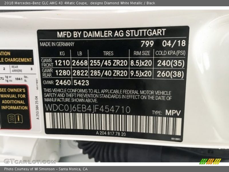 designo Diamond White Metallic / Black 2018 Mercedes-Benz GLC AMG 43 4Matic Coupe