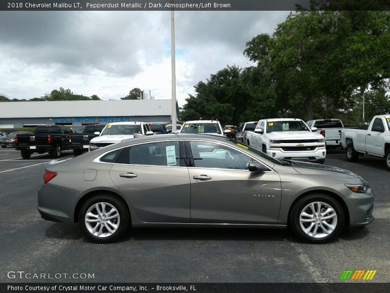 Pepperdust Metallic / Dark Atmosphere/Loft Brown 2018 Chevrolet Malibu LT