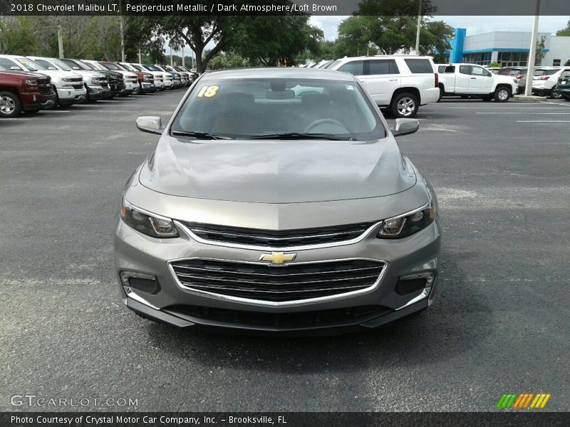 Pepperdust Metallic / Dark Atmosphere/Loft Brown 2018 Chevrolet Malibu LT