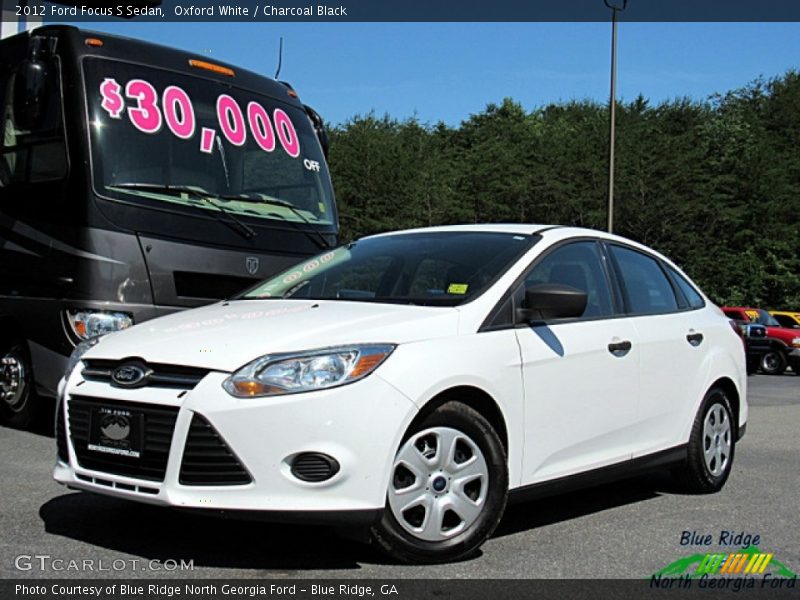 Oxford White / Charcoal Black 2012 Ford Focus S Sedan