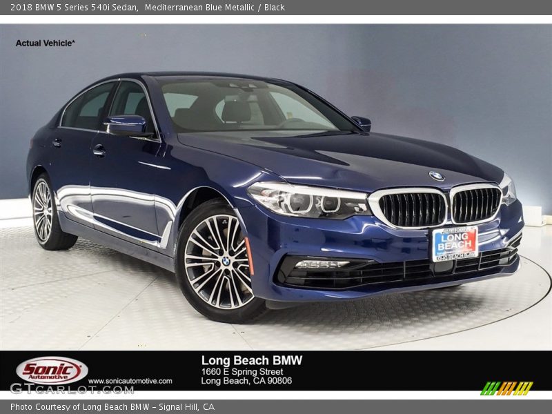 Mediterranean Blue Metallic / Black 2018 BMW 5 Series 540i Sedan